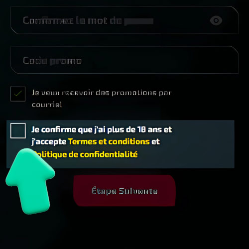 Instruction Acceptez les conditions générales