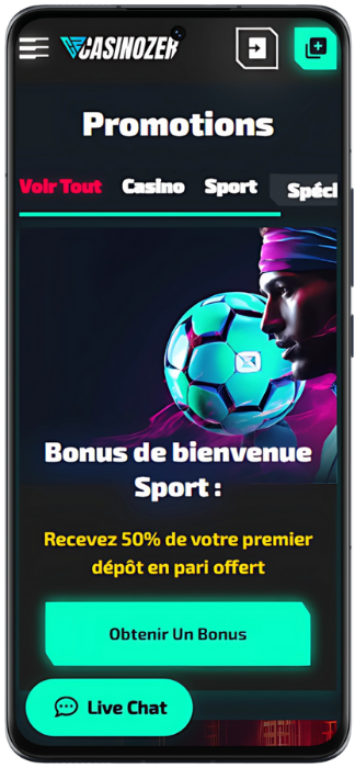 Casinozer Capture d'écran des promotions actives
